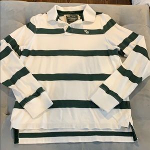 Abercrombie and Fitch Green Stripe Muscle Polo
